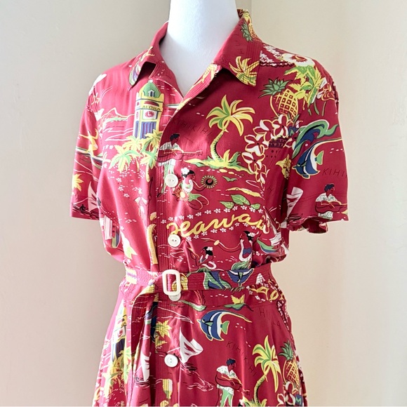 Polo Ralph Lauren Hawaiian Print Tea Dress Red Size 8 - Picture 5 of 16